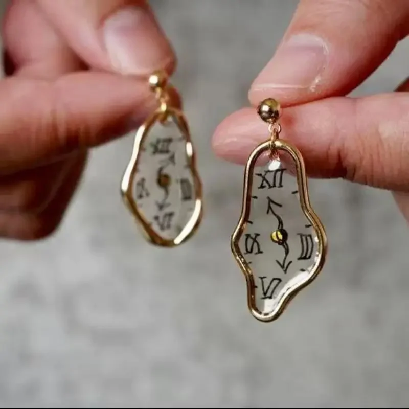 

Unique Irregular Clock Design Earrings Handmaking Resin Clock Earrings Cute Clock Design Drop Earrings Statement Jewelry Gifts