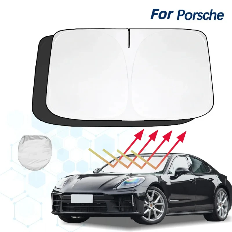 

Windshield Sun Shade For Porsche Panamera 4S GTS 970 971 Sunshade Sun Visor Protector Foldable Blocks UV Rays Keep Car Cooler