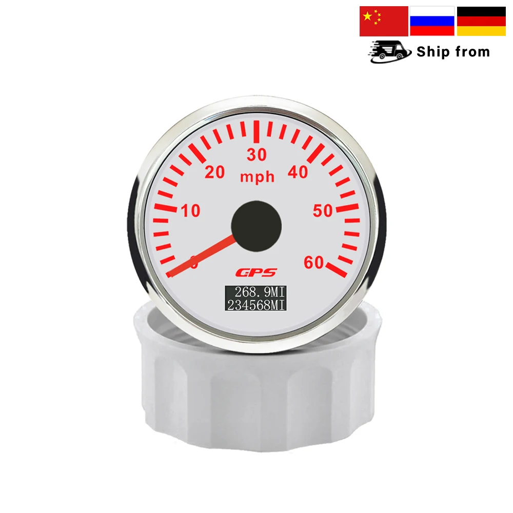 ELING 52 مللي متر قارب 0-30MPH 80MPH 0-200MPH GPS عداد السرعة عداد المسافات Tripmeter مع هوائي GPS 7 اللون الخلفية لشاحنة سيارة 9-32 فولت #1