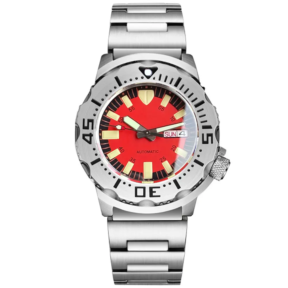 Tandorio Bule Dial Monster Horloge 200M Waterdicht 42mm NH35 Automatisch Horloge Heren 120 Klik Bezel Saffierglas Rubberen Band