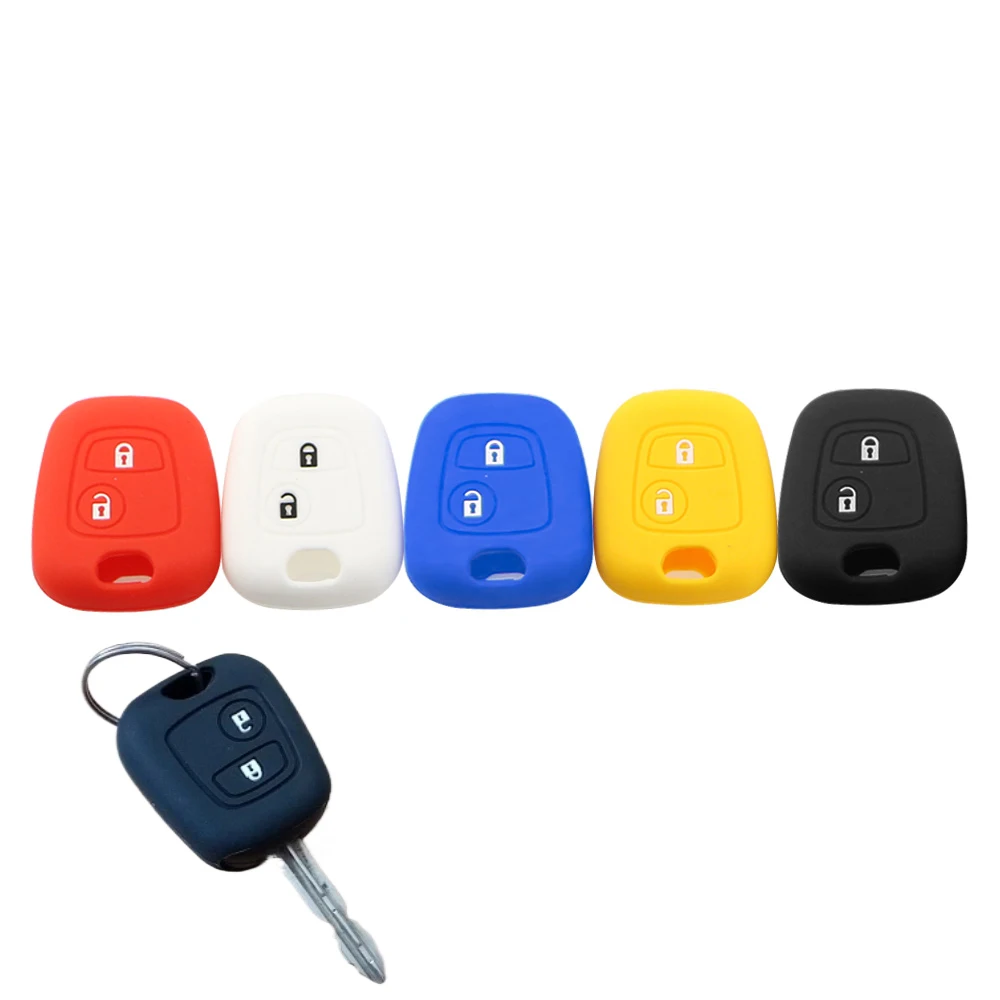 For Peugeot 107 206 307 207 408 Key Protector Holder Shell 2 Buttons Silicone Rubber Car Remote Key Case Cover