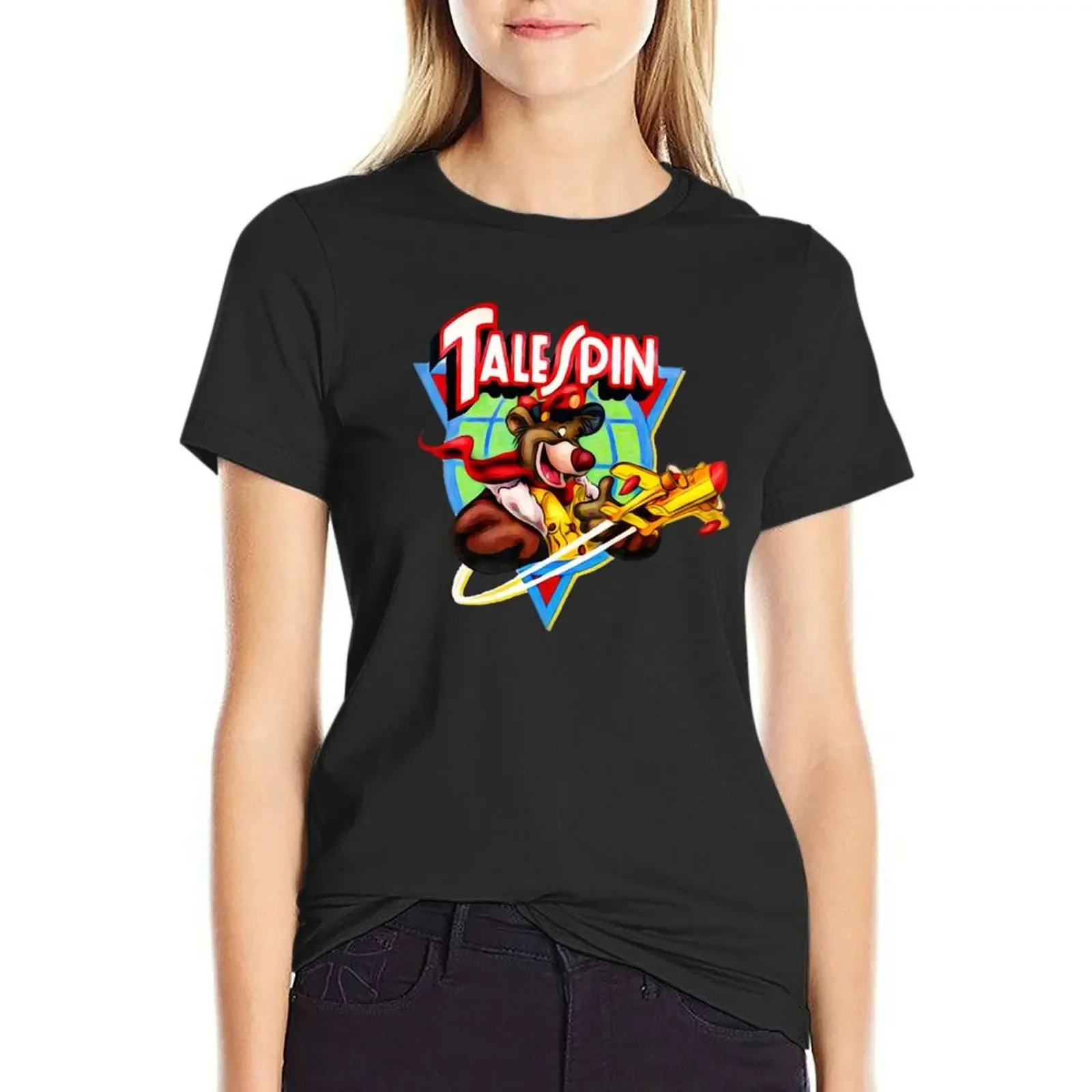 

Talespin, Baloo Logo Plane T-Shirt blacks quick drying cute clothes cute tops western t shirts for Women
