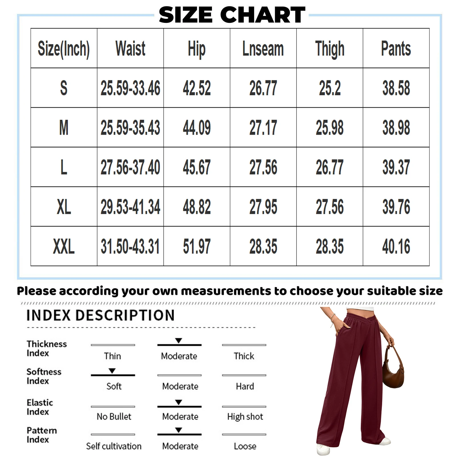 Pantalones informales de pierna ancha y cintura alta para mujer, pantalones elásticos con diseño de empalme en forma de V, hasta el suelo, estilo de viaje, pantalones de fibra de poliéster