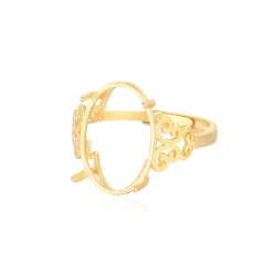 Gold Plated 925 Silver Adjustable Ring Blank for 8x10mm/9x11mm/10x12mm/12x16mm/13x18mm/10x10mm/12x12mm Oval or Round Cabochon