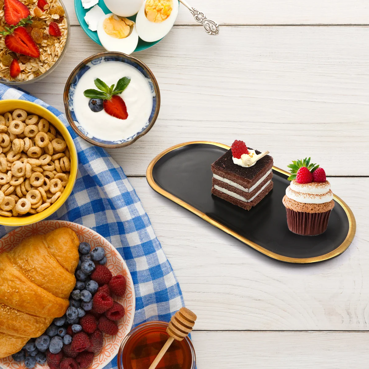 1Pcs Ceramic Jewelry Display Salver Black Adorable Storage Plate Exquisite Crafted Plate Wedding Gift Storage Tray