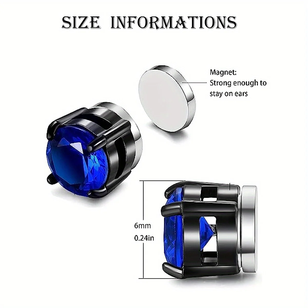 1 Pairs Magnetic Stud Earrings for Men Women, Stainless Steel Non-Piercing Ear Clip on Cheater Fake Ear Gauges Fashion Jewelry