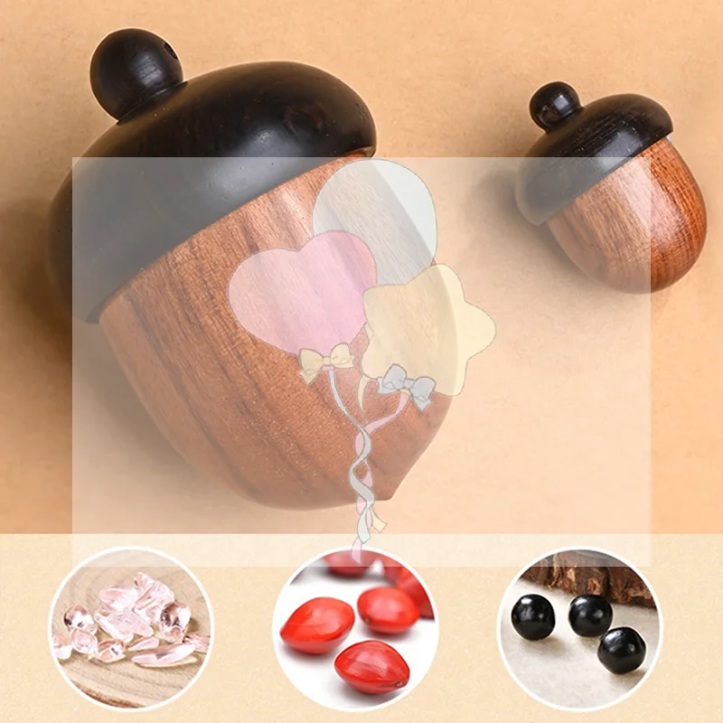 

6.6*4.5cm Solid Wood Medicine Pill Box Mini Wooden Pill Case Portable Storage Sealed Can For Outdoor First Aid Tool