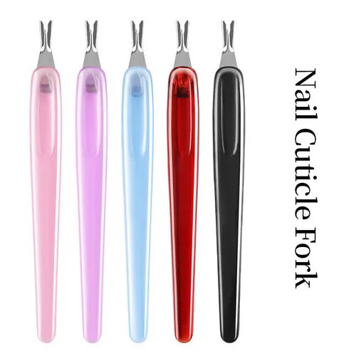 Empujador de cutícula de uñas de acero inoxidable, herramientas para quitar cutículas de uñas, tenedor de piel muerta, recortador de manicura, 1 ud./5 uds.