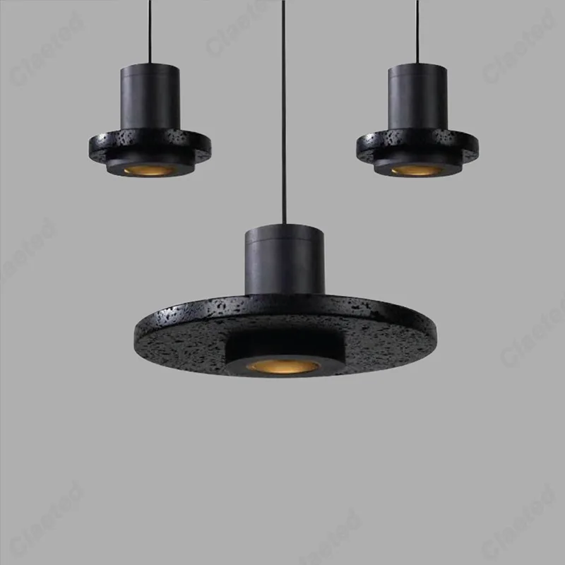 

Креативная простая светодиодная каменная люстра с черными отверстиями, ресторан-бар, гостиная, спальня, прикроватная декоративная атмосфера, осветительные лампы