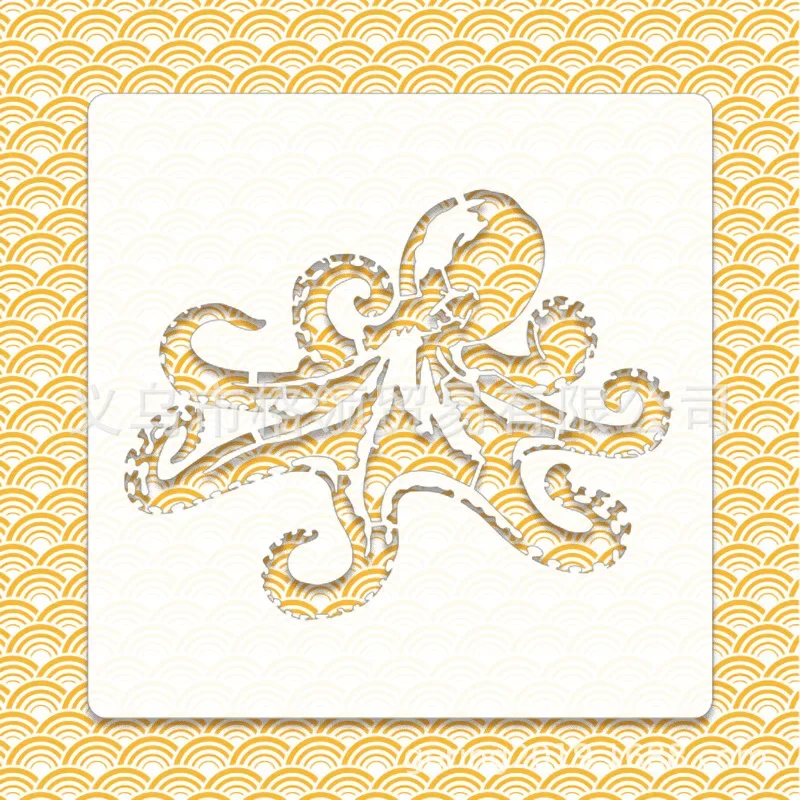 1Pc 13*13cm White PET Marine Animal Series Hollow Stencils Scrapbooking Wall Poster Graffiti Spray Paint Painting Coloring Mold