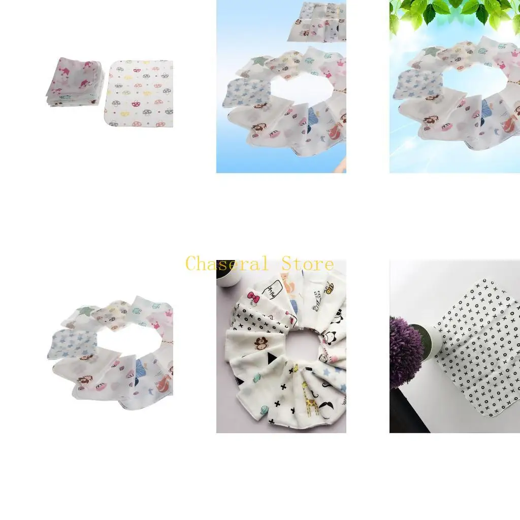 

E7CE Широкие детские мочалки для новорожденных, мягкие муслиновые салфетки для стирки в упаковке из 10 штук