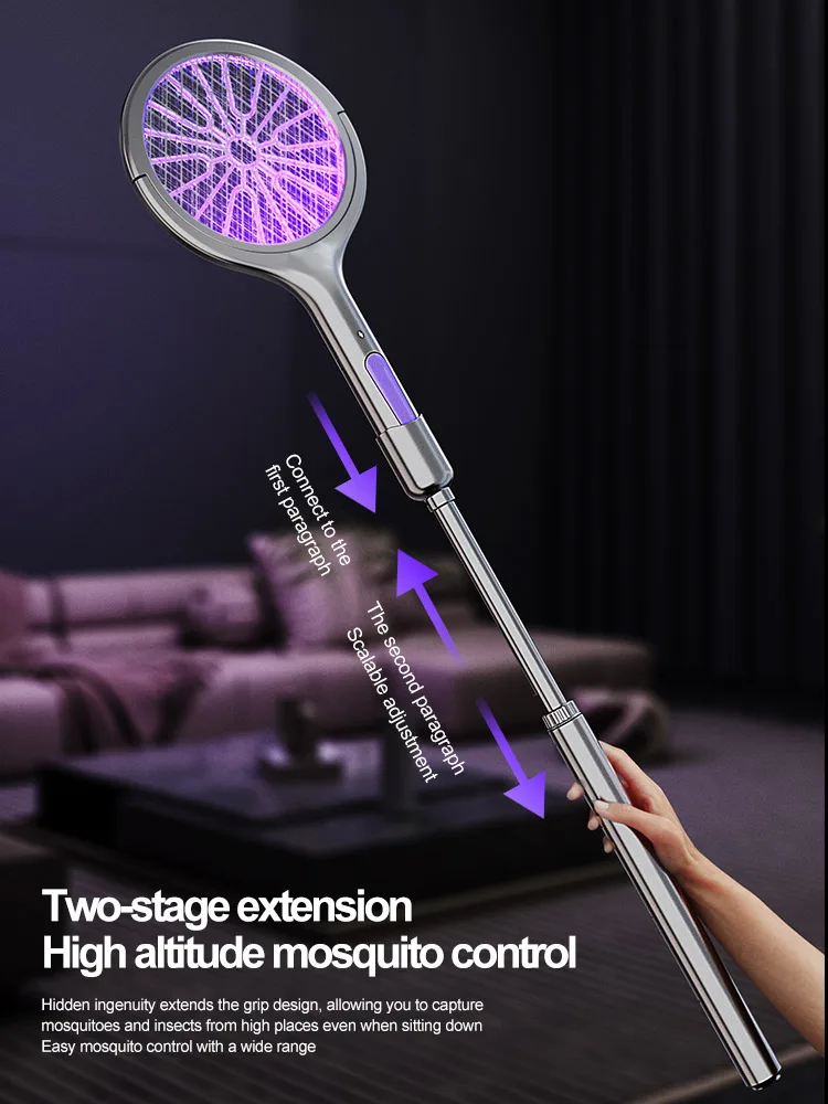 Lenovo 3-in-1 Foldable Retractable Electric Mosquito Swatter USB Rechargeable 90° Rotation Mosquito Repellent Killer 2026