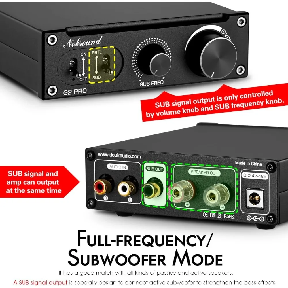 Nobsound G2 PRO TPA3255 Hi-Fi 300W Subwoofer Power Amplifier Mono Channel Class D SUB Audio Amp