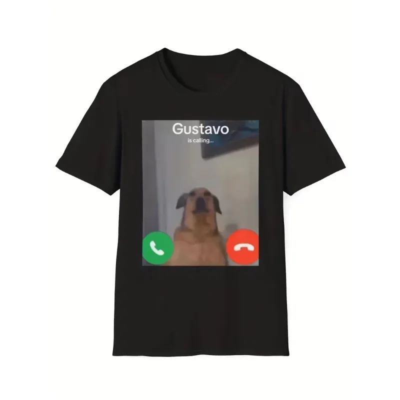 Gustavo The Dog'S Barking Joke T-Shirt Black Casual Short-Sleeve Round Neck Shirt, Gift for Dog Lovers Unisex Casual Tops