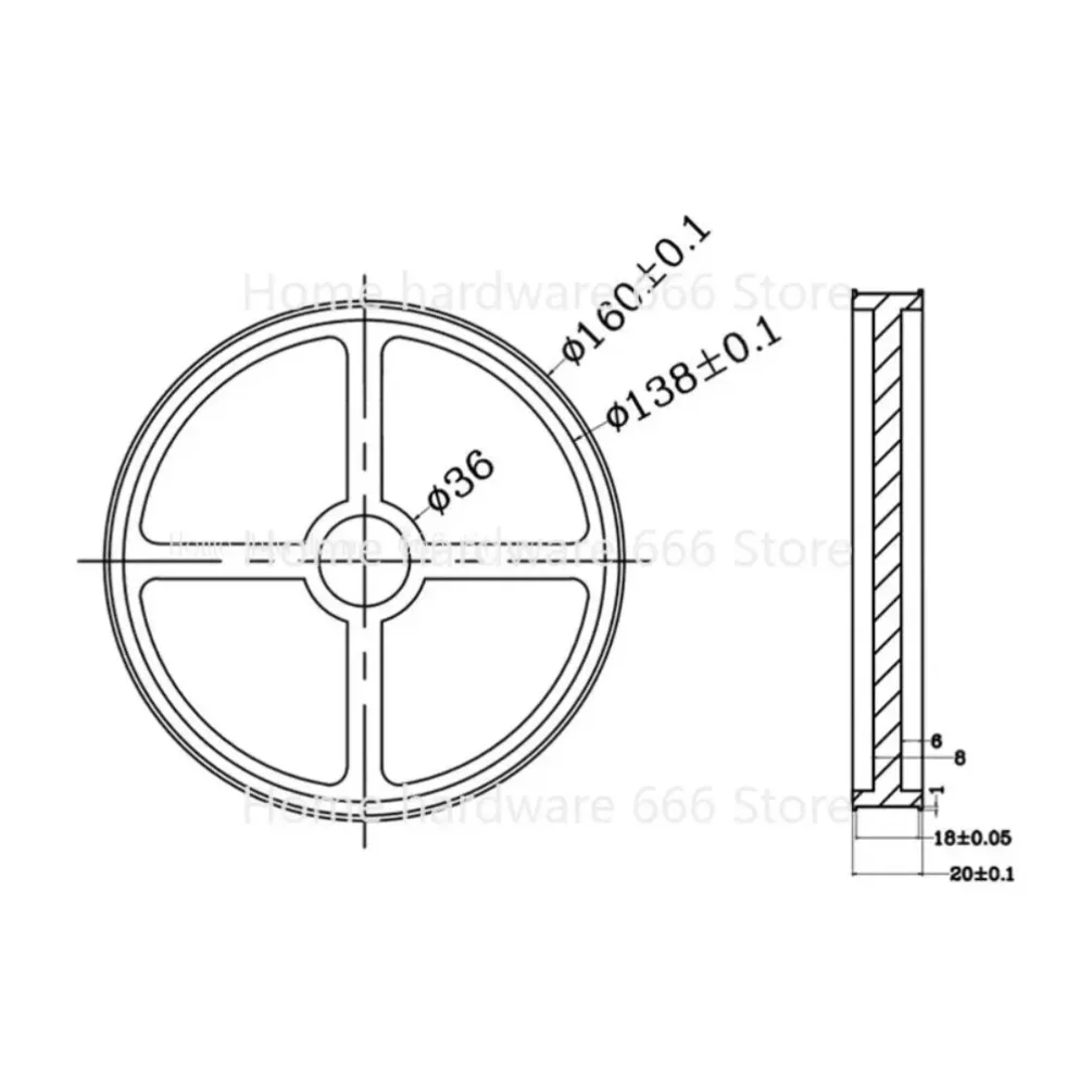 Aluminum Encoder Meter Wheel, Synchronous Wheel, Length Measuring Rubber Wheel, Perimeter 500mm Hole, 6mm, 8mm, 10mm, 12mm, 15mm