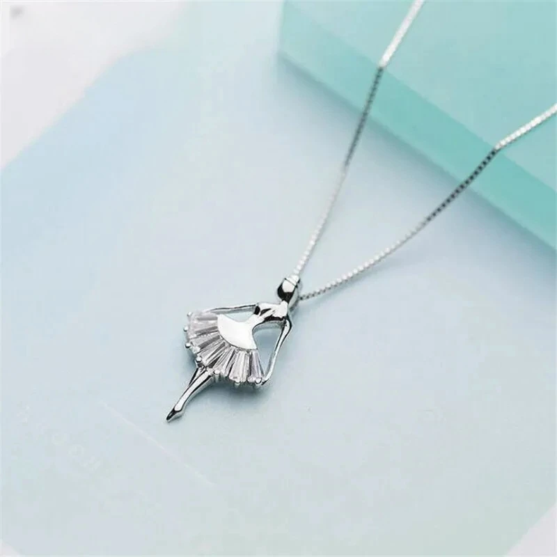 Uini-Tail new listing 925 Tibetan silver sweet ballet dancer dancing girl micro-inlaid necklace fashion trend sweet jewelry