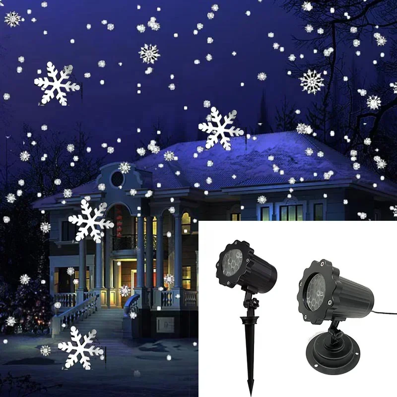 Snowfall LED Light Projector Christmas Laser Projector Light Outdoor White Snowflake Landscape Spotlight for Patio Garden Decor