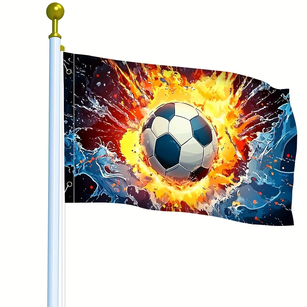 Fire Water Soccer Ball Sports Flag Premium Acrylic Outdoor Yard Garden Decor