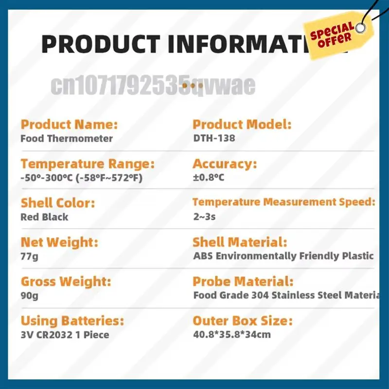 -A89Z Food Thermometer Kitchen Probe Electronic Thermometer For Baking Measuring Oil Temperature Water Temperature Baby Milk
