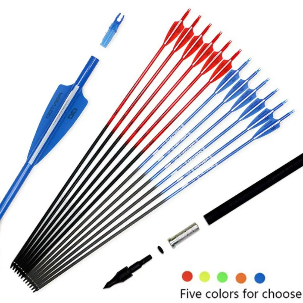 

30Inch Carbon Arrow Spine 500 OD 7.85mm ID 6.2mm Fluorescence Replaceable Arrows for Compound Recurve Bow Targeting Hunting