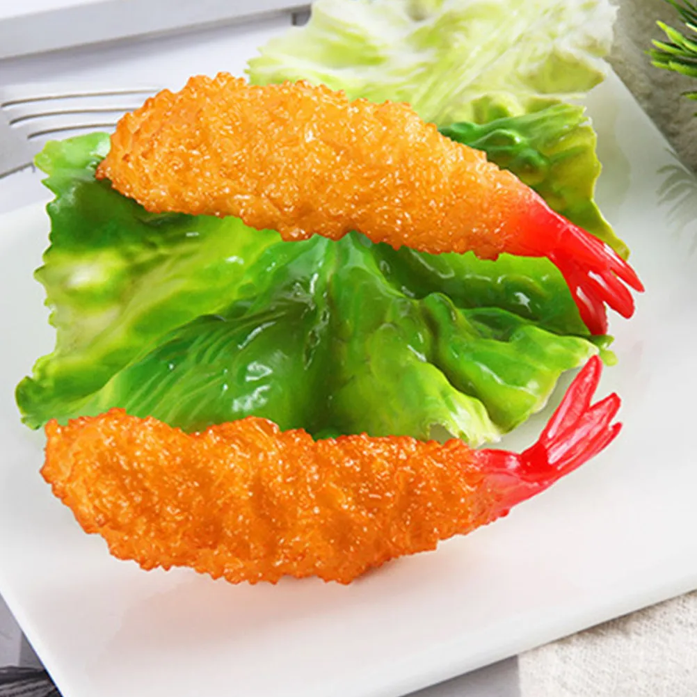 

3Pcs Tempuras Shrimp Fake Food Realistic PVC Decoration Kitchen Restaurant Prop Photography Drawing Educational Display