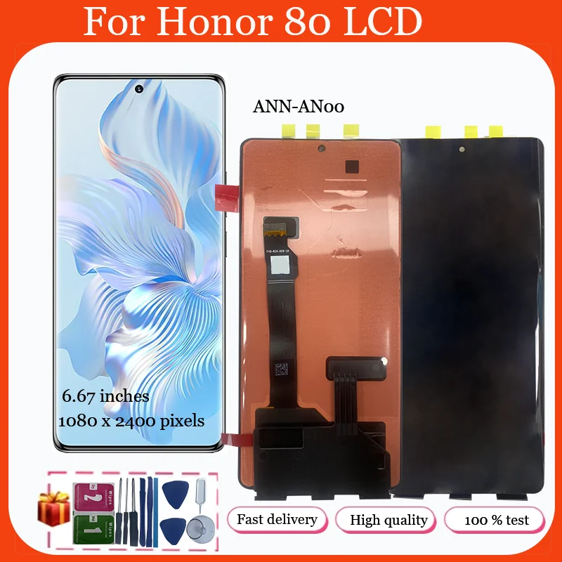 

Super AMOLED 6.67 ” For Huawei Honor 80 LCD Display Touch Screen Digitizer Assembly For ANN-AN00 Replacement