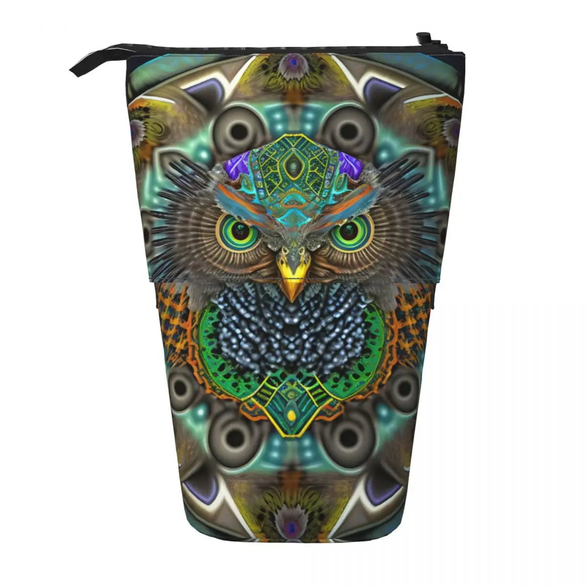 

Owl Of The Bright Pen Box Student School Zipper Pen Bag Pencase Vertical Retractable Pencil Case