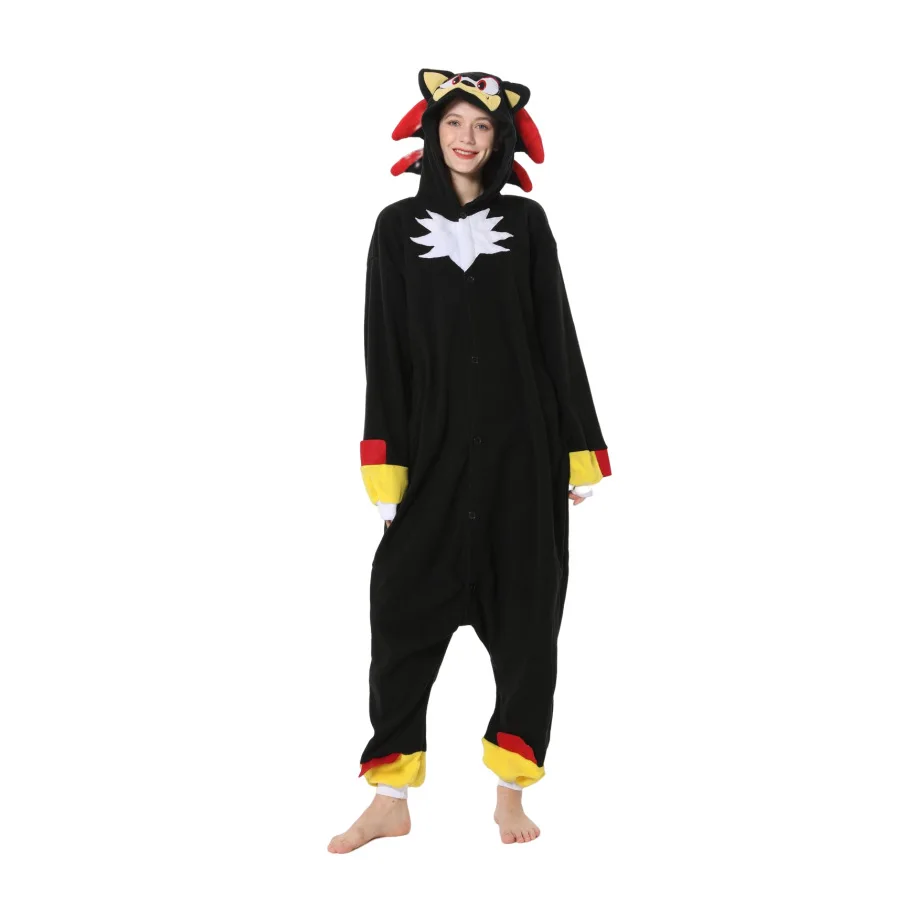 Animal Cartoon One-piece Pajamas Polar Fleece Couple Home Clothing For Adult Women Men Homewear Halloween Cosplay Party Costumes