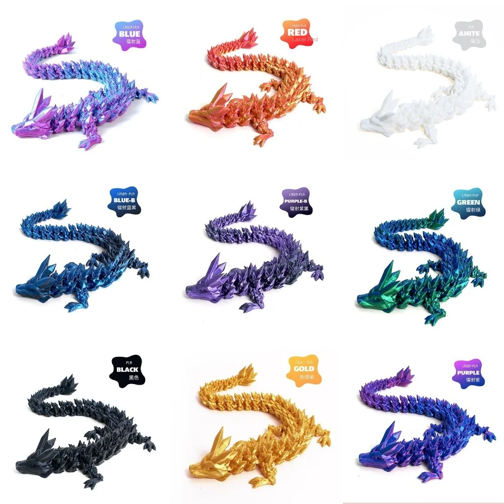 Printed 3D Gem Dragon Crystal Fidget Toy Rotatable Articulated Dragon Ideal Gift for Kids with ADHD Perfect for Birthday New