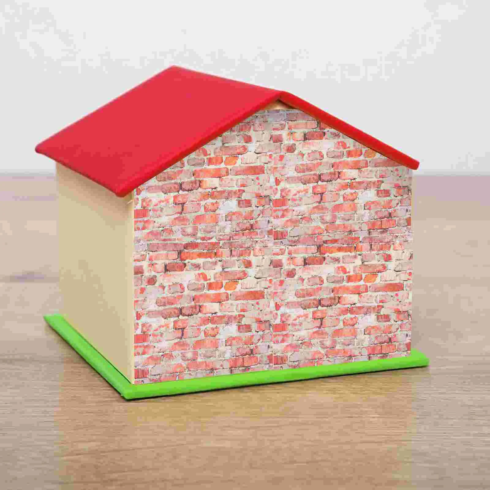 4 Pcs Simulated Tiles House Decorative Wallpaper Home Dollhouse Furniture Miniature Decoration and Accessories for Crafts