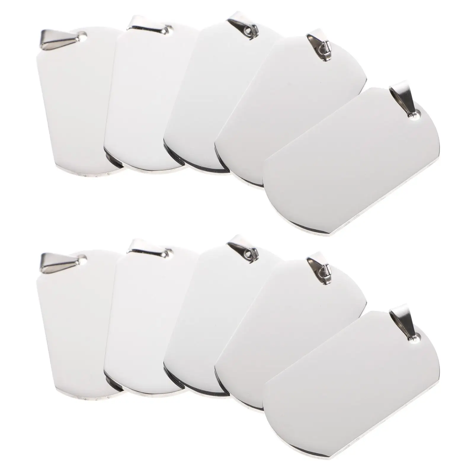 

10pcs Men's Pendant Tag Keychain Decor Titanium Steel DIY Necklace Pendants Silver Color Practical Gifts