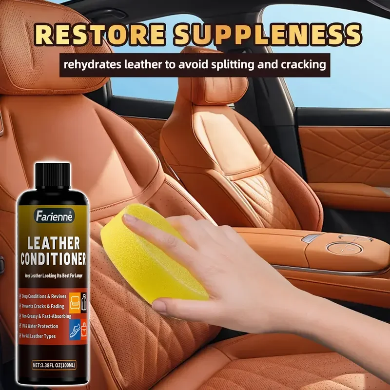 

KJM 100 мл спрей для блеска кожи автомобиля — глянцевый, питательный, водонепроницаемый, антивозрастной, простой в использовании для салона автомобиля