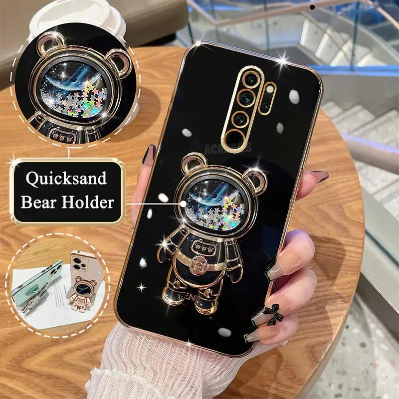 Note8pro Glitter Quicksand Holder Plating Case On For Xiaomi Redmi Note 8 7 9 Pro 9s 8t 9a 9c Note8 Silicone Stand Cover Redmi9