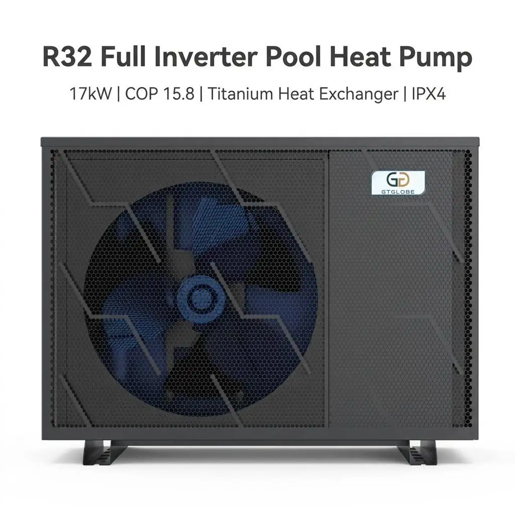 R32 DC Inverter Swimming Pool Heat Pump 9kW Heater Cooler for Middle East Villa Pool CE Efficient Silent