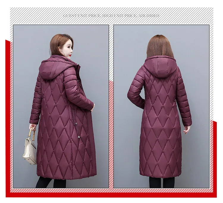 Long Parkas For Women Overcoat New Hooded Thicken Down Cotton Jacket Warm Winter Coat Middle Aged Mother Quilted Jacket 5XL