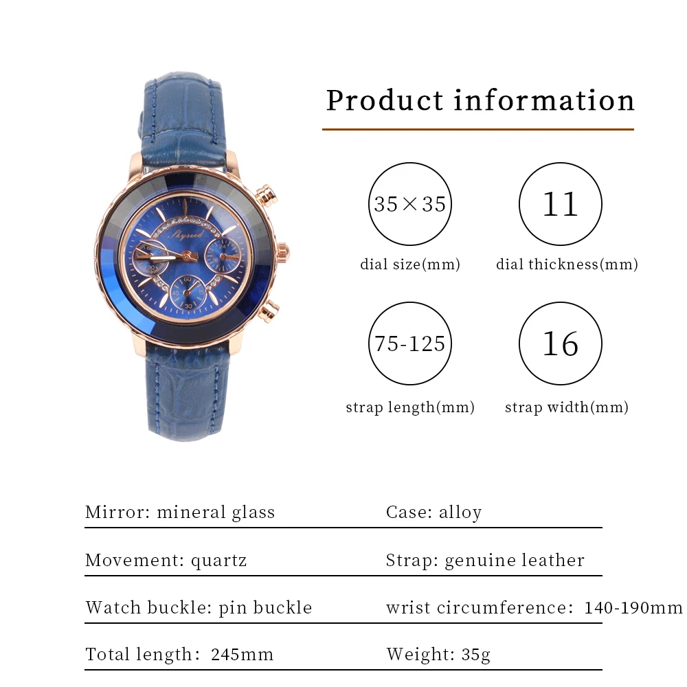 Blue Watch Women Watches Ladies Fashion Genuine Leather Women's Bracelet Watches Brand Wristwatch Female Casual Quartz Clock