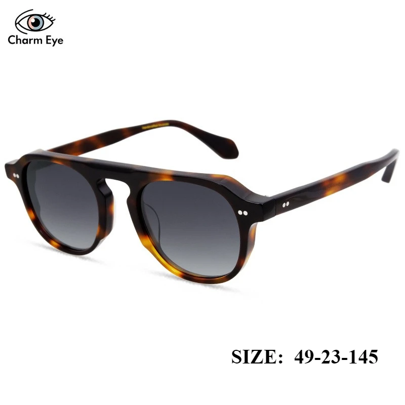 

Круглые солнцезащитные очки мужские винтажные ручной работы с заклепками черепахового цвета, высококачественные толстые ацетатные модные женские уличные солнцезащитные очки UV400