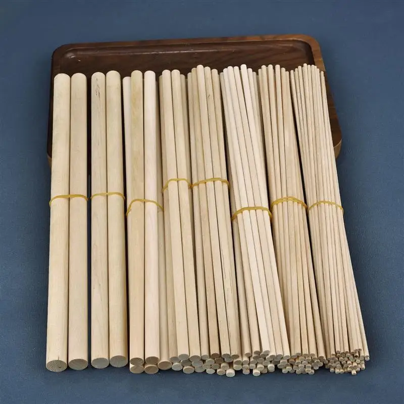 Round Wooden Stick 300mm Long DIY Wood Handmade 3/4/6/8/10/12/14mm Diameter Durable Dowel Building Model Woodworking Tool