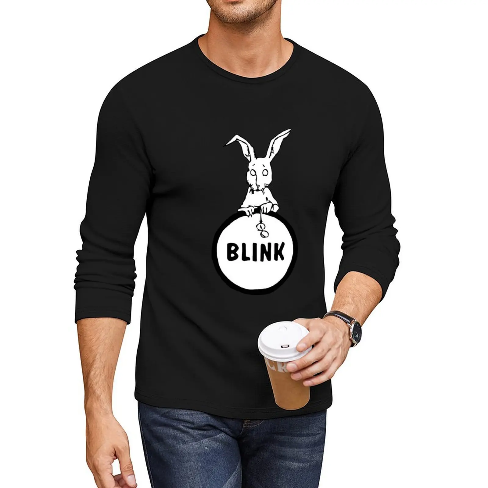 blink early rabbit logo (before 182) Long T-Shirt korean fashion cute tops mens champion t shirts