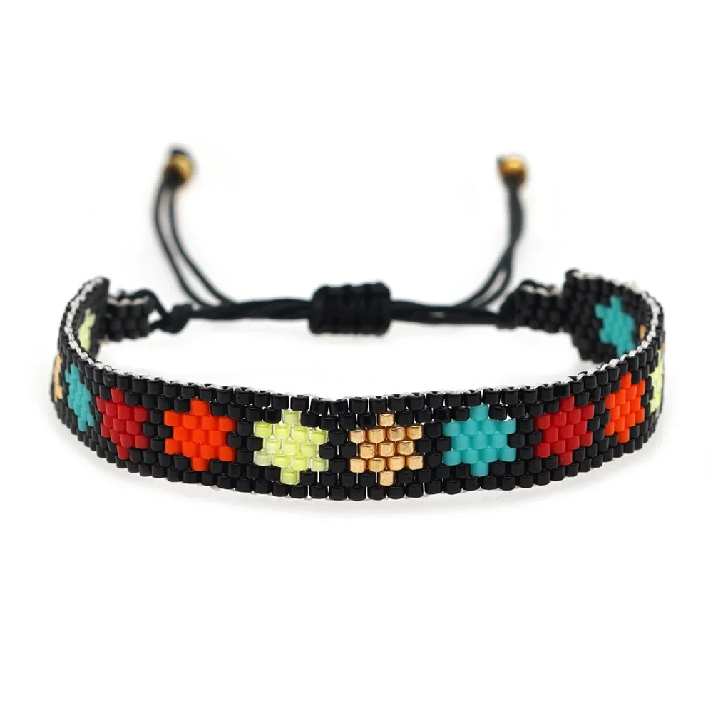 

Hexagon Gradient Originality Design Bohemia Hand Knitting Adjustable Tide 2025 Handmade Beaded Bracelet for Women