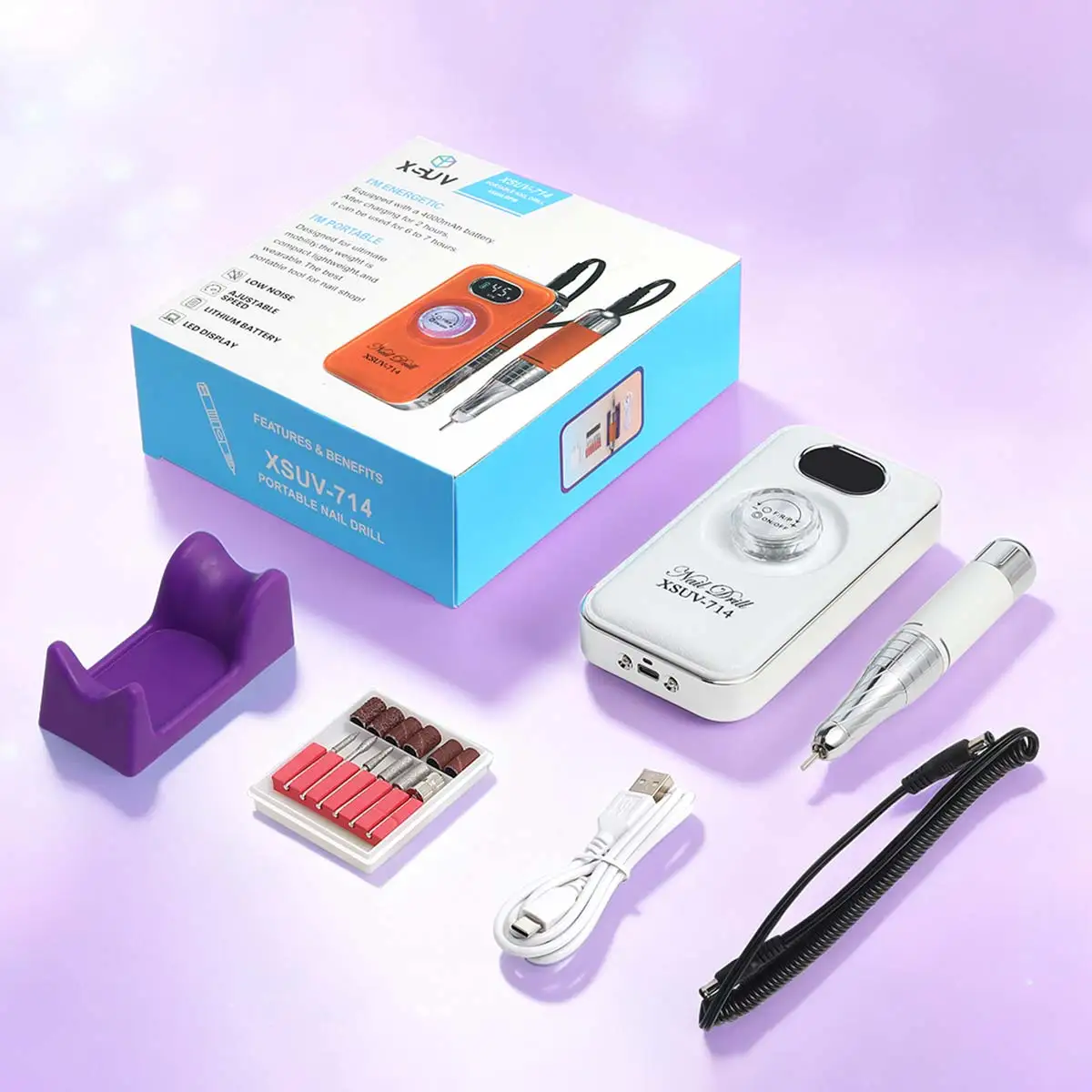 DianaBeauty 45000RPM Nail Drill Machine Electric Nail Sander for Manicure Portable Professional Nail Polisher Build in Battery