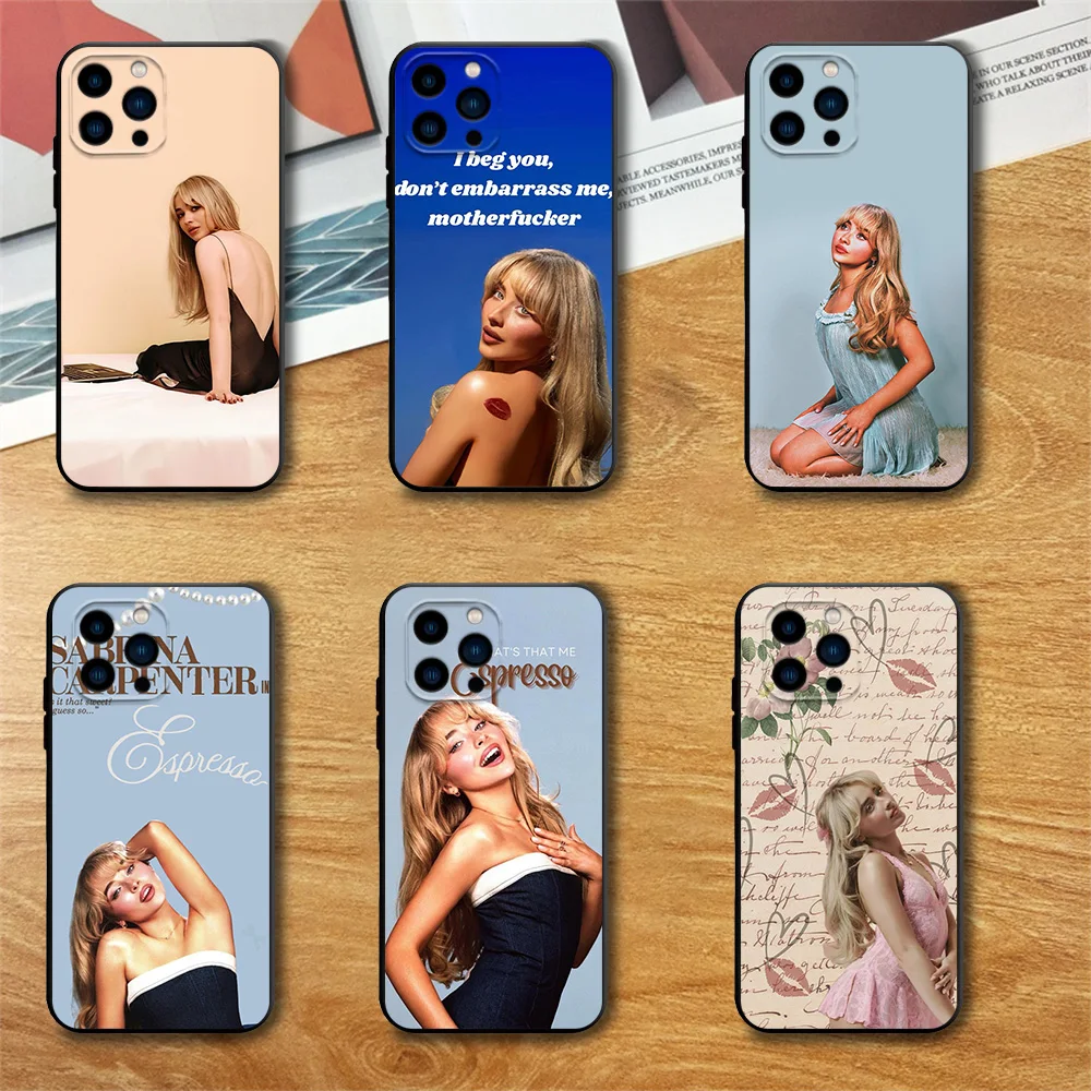 Singer S-Sabrina C-Carpenter Phone Case For Samsung S23 S22 ULTRA A22 A23 A32 A34 A52 53 54 A71 72 73 Black Soft Silicone Cover