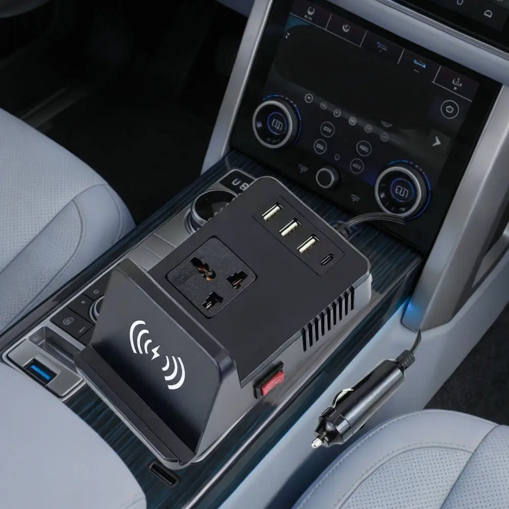 Car Power Inverter Wireless Charging Station 12V 24V Fast Charger Adapter For Laptop Phone Tablet PD Multi Port Converter