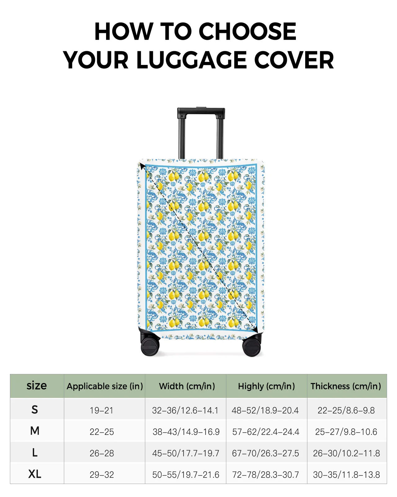 Lemon And Baroque Decoration Luggage Cover Stretch Suitcase Protector Baggage Dust Cover for 18-32 Inch Travel Suitcase Case