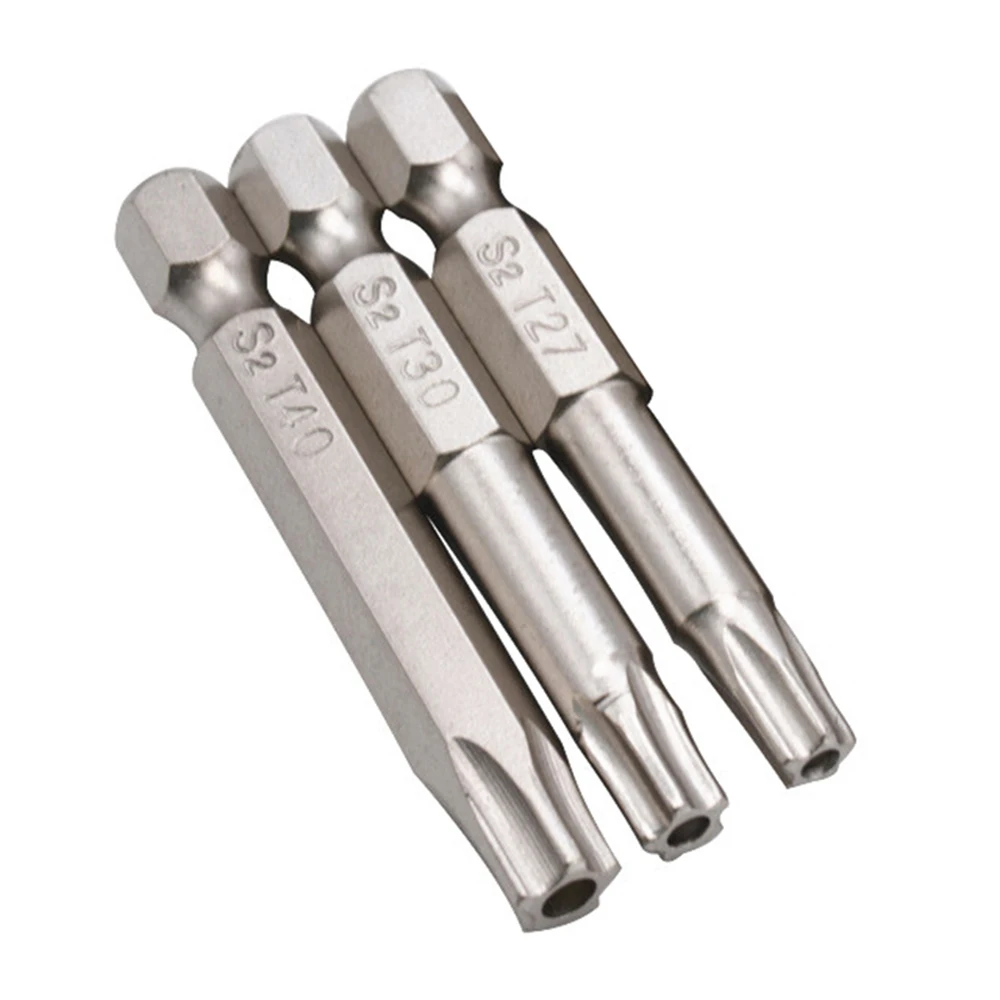 Imagem -05 - Hex Shank Chave de Fenda Elétrica Bits Torx Drive Chave de Cabeça Soquete 50 mm Pontos 6.35 mm T10 T15 T20 T25 T27 T30 T40 Pcs por Conjunto