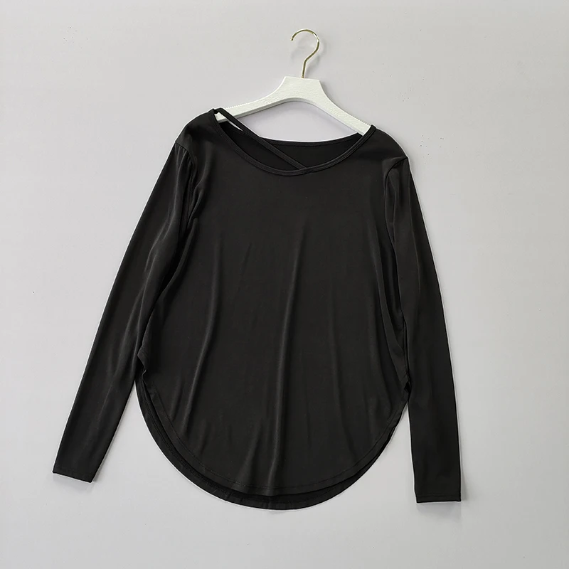 Sport-Top für Damen, lockeres Laufshirt, schnelltrocknend, großes, lässiges, atmungsaktives, schweißableitendes Yoga-Outfit, Langarmshirt – Detail 7