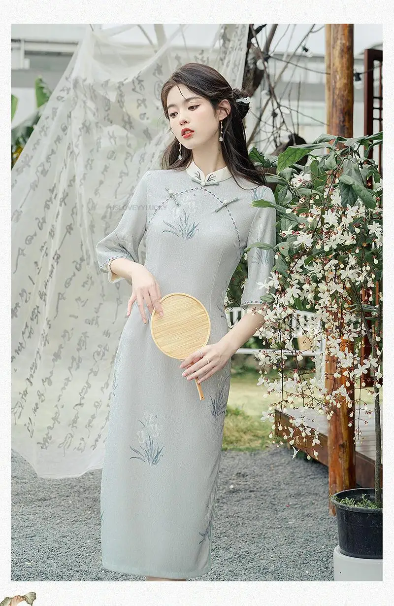 New Chinese Style Improved Qipao Dress Vintage Dress Vestido Youth Style Floral Cheongsam Dress Daily Improved Oriental Qipao 