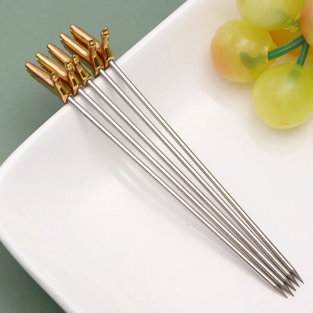 

3Pcs Stainless Steel Cocktail Picks Metal Food Picks Dessert Sticks Snack Fruit Forks Party Snack Sticks