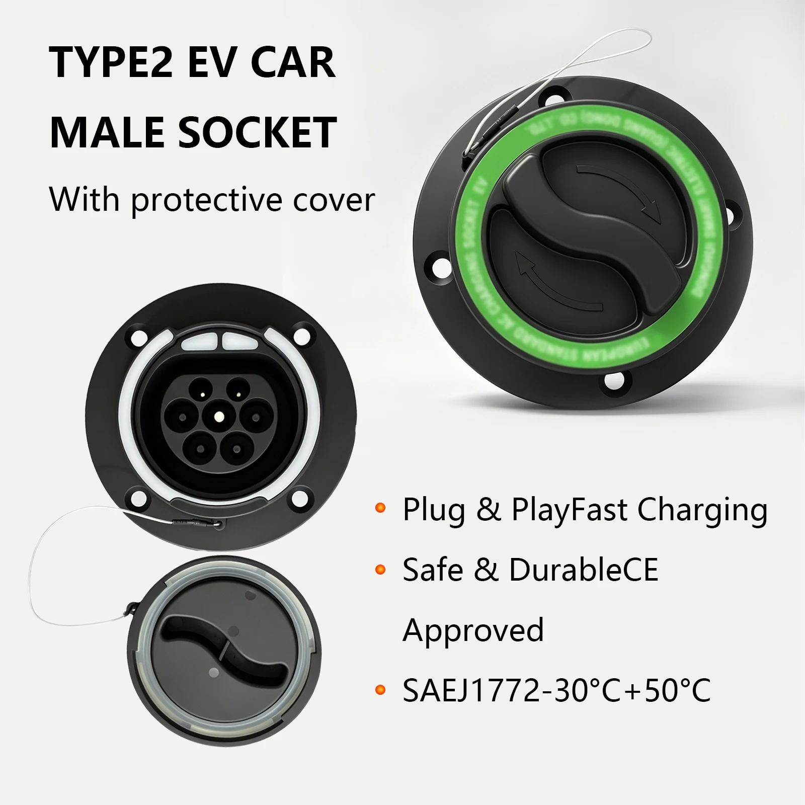 Typ 2 EV-Eingangssteckdose, 16A-32A 1P 3-Phasen IEC 62196-2 Versiegelter Ladeanschluss Ersatzadapter für Elektrofahrzeuge – Detail 4