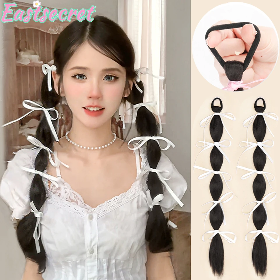 

EAST 2PCS Synthetic Lantern Bubbles Jumbo Braid Ponytail Extension Women Long Fluffy Hairpiece for Daily Party